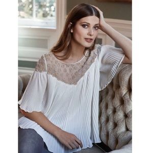 Anthro silk petalwork blouse